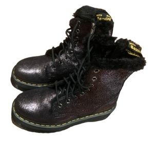 JADON BOOT FAUX FUR-LINED METALLIC LEATHER PLATFORMS